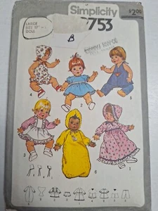 Doll Wardrobe Wardrobe L 17" 18" Simplicity 9753 Sewing Pattern CUT VTG Dress - Picture 1 of 7