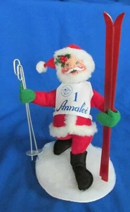 1993 Annalee 8" Santa Claus w/Skis Ski Poles Vest Christmas Posable MADE IN USA - Picture 1 of 5