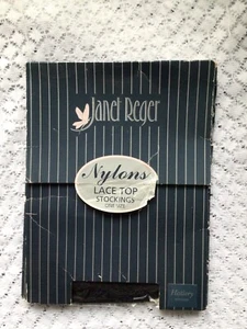 Vintage Designer Janet Reger Nylons Lace Top Stockings One Size Black With Lycra - Picture 1 of 4