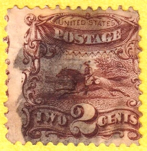 jis36 US STAMP SC# 113 2c G Grill 1869 USED F+ CV$80.00 246D - Bild 1 von 2