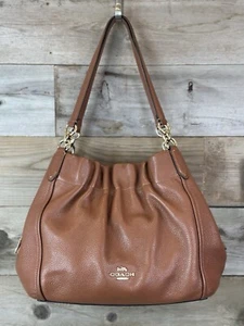 Coach Maya C1454 Saddle Brown Pebble Leather Shoulder Bag Purse Large Tote - Picture 1 of 9