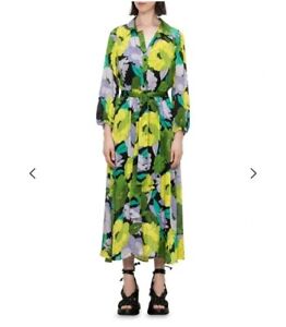 BTWOT Veronika Maine Scattered Peonies In Lime  12 dress