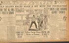 JAN 3 1923 - vintage SPORTS NEWSPAPER section - GOLD SKATES RACES