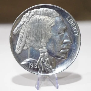 Oversized 3" 1913 Indian Head Buffalo Souvenir Nickel, Huge Vintage Novelty Coin - Picture 1 of 8