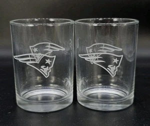 New England Patriots Rocks Glasses White Logo 12 oz Barware 4" Tall - Picture 1 of 8