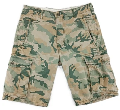 LEVI'S Cargo Shorts Mens W30 Sandy Green & Brown Camo FREEPOST - Image 1 of 4