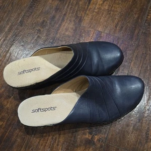Softspots marineblau Keilabsatz Slipper Clog Clogs/Größe 8 - Bild 1 von 4