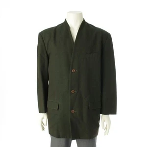 ISSEY MIYAKE 80s Wool Rayon Nylon Brush Tag No Collar Jacket Outerwear Tops LG33 - Picture 1 of 15