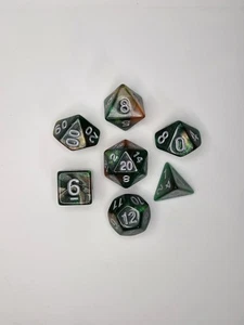 DND Dice Set of 7 Polyhedron Glitter Starry Cosmic Green Orange Dice For RPG-New - Picture 1 of 2
