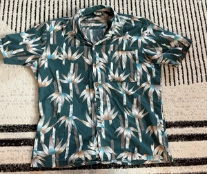 Hawaii Blues Hawaiihemd Botanisches Muster Türkis Knopfleiste Large - Bild 1 von 3