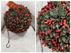 Martha Stewart FALL TOPIARY HANGING PLANT BALL Thanksgiving PIP Bittersweet NEW - Picture 1 of 24
