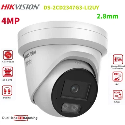 Cámara IP Hikvision DS-2CD2347G3-LI2UY 4MP ColorVu 3.0 luz híbrida doble micrófono