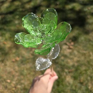Waterford Kristall Fleurologie Blume Rose 15" Glas geformt grün OHNE BOX - Bild 1 von 24