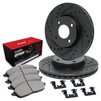 For Ford Mustang II 74-78 Drilled & Slotted Front Brake Kit w Optimum Pads - Imagem 1 de 2
