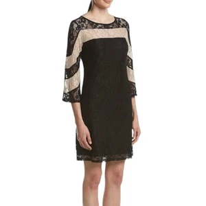 Gabby Skye Women's Dress Size 8 Black Lace Bell Sleeve Party Wedding Church - Picture 1 of 12