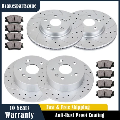 Rotores y pastillas de freno delanteros y traseros aptos para Toyota Avalon 2008 2009-2012 ranurados Foto 1 de 4