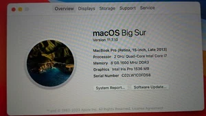 Apple MacBook Pro 15.4" i7 4th Generation, 2.0 GHz, 1TB SSD, 8 GB, Big Sur - Afbeelding 1 van 15