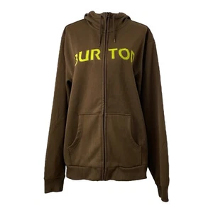 Men’s Large Heavyweight Hoodie Burton Brown Full Zip Long Sleeve Mock Neck - Picture 1 of 9