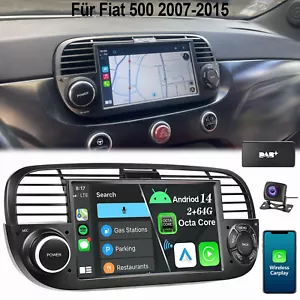 Für Fiat 500 2007-2015 DAB+ Autoradio Android 14 Carplay GPS WIFI 7" 2+64GB KAM - Bild 1 von 14