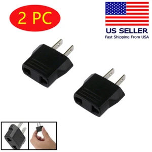 2 Pack European EU 220V to 110V Travel Flat Plug Charger Adapter Converter- NEW - Picture 1 of 8