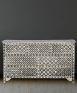 Bone Inlay Chest of Drawers Grey Wallpaper Bone Inlay 7 Drawer Chest - Picture 1 of 7