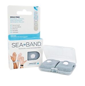 Sea-band Wristband Acupressure Gray (Anti-Nausea Relief) New #700001