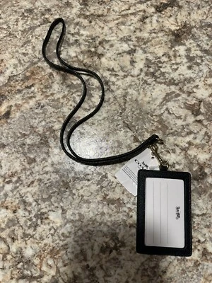 Coach F57311 Crossgrain Leather Lanyard Badge ID Holder - Black/Gold - Image 1 of 4