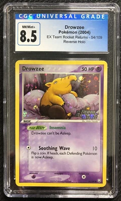 Drowzee Reverse Holo Pokémon EX Team Rocket Returns CGC 8.5 NM/Mint+ - Image 1 of 2