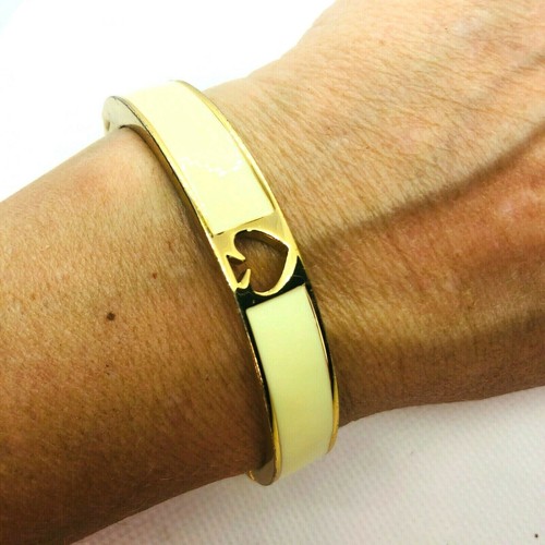 Braccialetto Kate Spade Beige Smalto Tono Oro Carte Cattura Magnetiche Picche