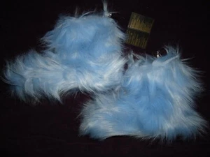 DAMEN-SLIPPER BLAU S M L KUNSTFELL YETI SKURRIL NEU MIT ETIKETT - Bild 1 von 3