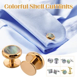 Colorful Shell Stone Cufflinks Business Banquet Party Shirts Cuffs Accessories - Picture 1 of 16
