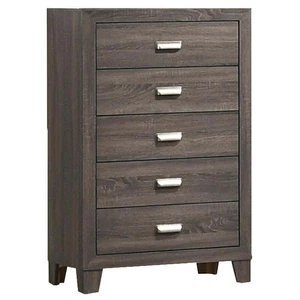 Pemberly Row Modern Rustic Bedroom Chest of 5 Drawers in Gray Wood - Picture 1 of 3