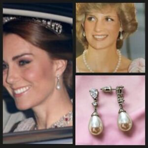 Kate Middleton collingwood,goccia perle, argento sterling, zirconia cubica