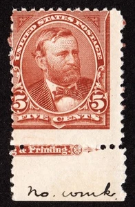 US Sc# 255 *MINT OG NH* { SINGLE W/ IMPRINT } 5c ULYSSES S GRANT 1894 CV$ 325.00 - Picture 1 of 4