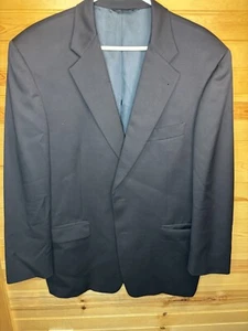 Burberry Blazer Mens 44R Regular Navy Blue Wool Suit Jacket 2 Button Windowpane - Picture 1 of 8