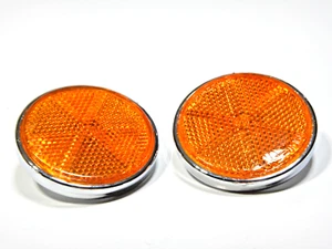 NEW 59 mm Diameter fits Kawasaki Front Fork Amber & Chrome Reflector set of 2 - Picture 1 of 4