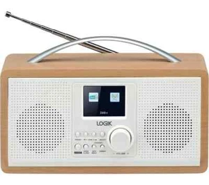 Logik FM DAB Radio Portable Retro Style Alarm Clock L45DABW23 - White/Brown - Picture 1 of 9