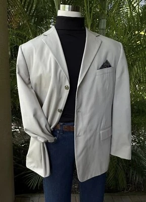 CHAQUETA DE TRAJE LIGERA DE ALGODÓN ABRIGO DEPORTIVO BEIGE TOSTADO BLAZER HOMBRE HASPEL TALLA 46 Foto 1 de 4