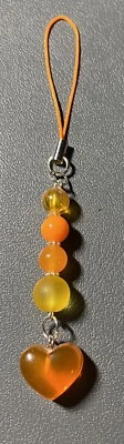 Cordón con cuentas de regalo de amor corazón NARANJA colgante correa colgante teléfono celular Foto 1 de 3