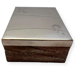 Playing Cards in Wooden Box with Metal Embossed Hinged Lid - Picture 1 of 7