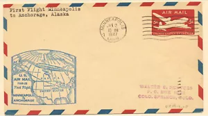 USA Sc. UC15 DC-4 Skymaster 1st Flight FAM-28 Minneapolis Anchorage on 1947 FDC - Picture 1 of 2