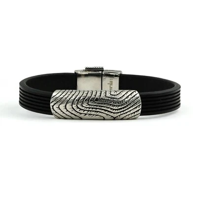 Pulsera de identificación de cuero de acero inoxidable de 8,5 pulgadas con bonito bloqueo Foto 1 de 3