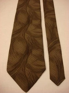 BASICS By Croft & Barrow Men's Silk Neck Tie - Browns waves geo print, Dad Gift! - Picture 1 of 8