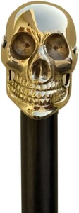 Bastón de madera negro vintage con calavera de latón para hombres y mujeres - Imagen 1 de 2