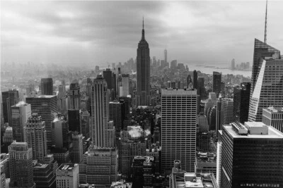 New York Black And White Skyline Panoramic Picture Art Wall - POSTER 20x30 - Image 1 of 4
