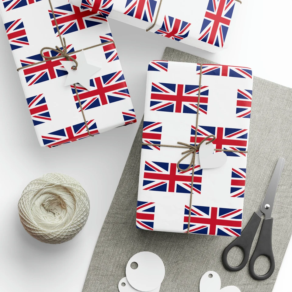 ATLANTIC ATLAS DESIGN Union Jack British Flag - Theme - Gift Wrap Paper Roll - 3 Sizes Available