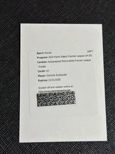 2025 Select EPL Dominik Szoboszlai SP Purple Auto Patch Redemption Card /149 - Bild 1 von 1