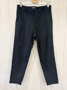 Trenery Size 10 Black Trousers Tapered Leg Belted Pockets - Picture 1 of 12