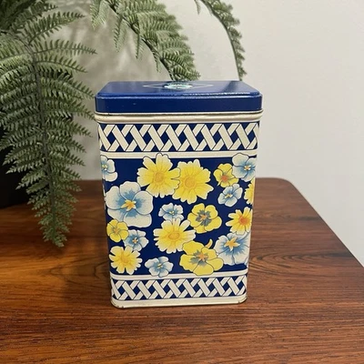 Vintage Floral Pattern Equal Nutrasweet Sweetener Metal Tin 1986 - Image 1 of 4