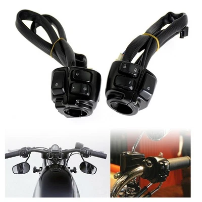 Carcasa de interruptor de control manual de 1" y tapas y arnés de cableado para ~ Harley Dyna Softail XL883 Foto 1 de 4